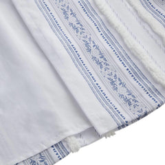 Celestia Printed Curtain Panel with Tufted Stripe and Lining White/Navy 50x84"
