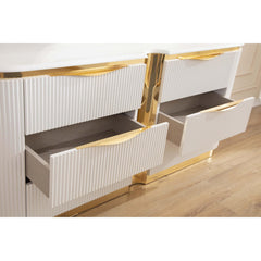 Pluto Gold Detailed 6-Drawer Dresser made with Wood in White (Includes Dresser only )