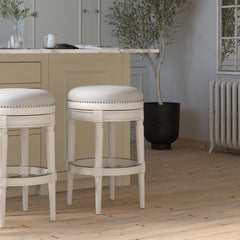 Story Wood Backless Bar-Height Swivel Barstool, 1PC