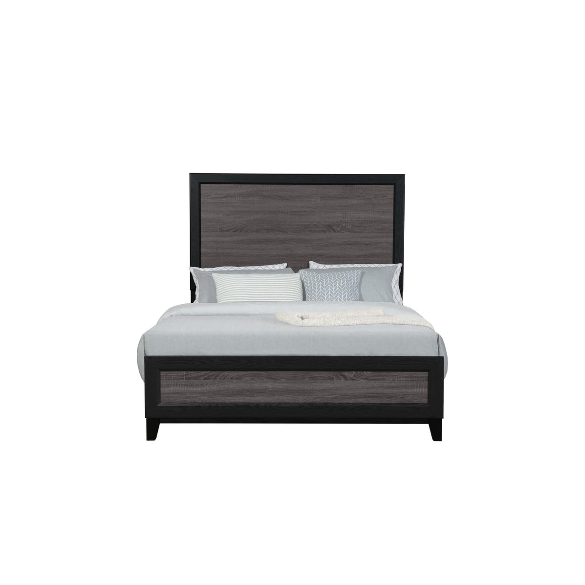 OLYMPUS GREY AND BLACK QUEEN BED