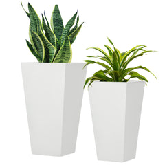 2-Pack Outdoor Planter Set, Flower Pots with Drainage Holes, Durable & Stackable Plant Pot, 22in & 18in, for Porch, Entryway, Patio, Yard, Garden, White