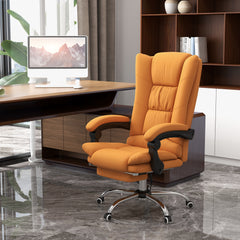 PU Leather Executive Massage Office Chair with 4 Vibration, Reclining w/ Adjustable Height, Swivel Wheels, Light Brown
