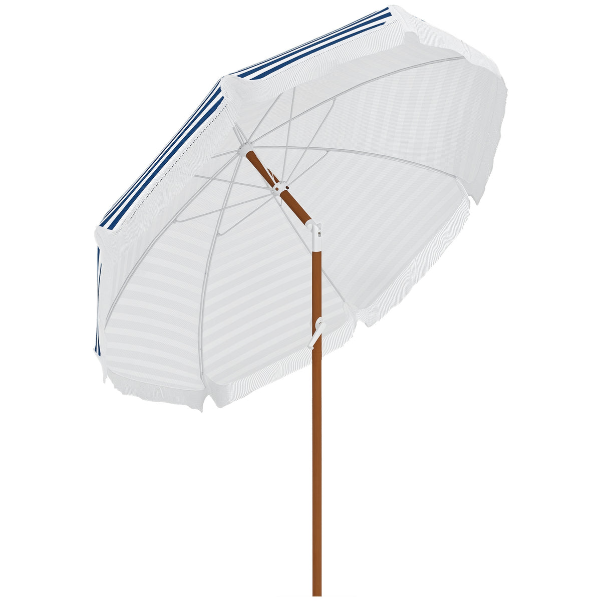 7 x 7 ft Outdoor Umbrella with Tilt, Vent, Patio Market Table Umbrella Parasol with Fringed Ruffles and Flounce, Blue