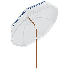 7 x 7 ft Outdoor Umbrella with Tilt, Vent, Patio Market Table Umbrella Parasol with Fringed Ruffles and Flounce, Blue