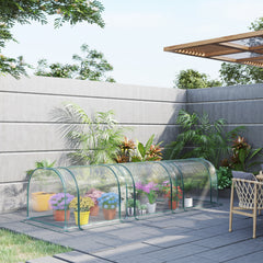 11.5' L x 3.25' W x 2.5' H Plastic Metal Tunnel Garden Greenhouse Kit