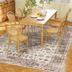 5x7 Area Rug, Vintage Machine Washable Rug, Non-Slip Floor Carpet for Living Room, Bedroom, Dining Room, Tan