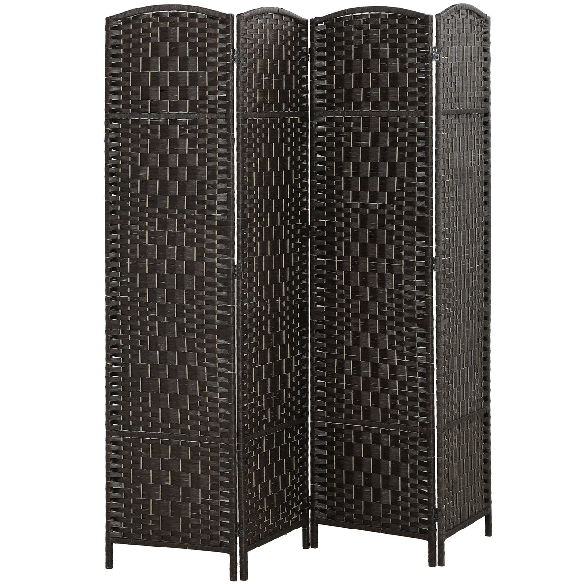 Room Divider, 4 Panel Folding Privacy Screen, 70.9" Tall Portable Weave Partition Wall Divider for Bedroom, Coffee