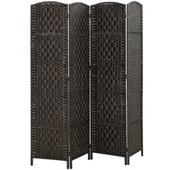 Room Divider, 4 Panel Folding Privacy Screen, 70.9" Tall Portable Weave Partition Wall Divider for Bedroom, Coffee