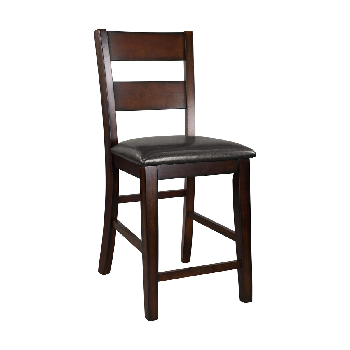 Valhalla Finish Wooden Counter Height Chairs Set of 2pc Classic Style Faux Leather Upholstered Seat Transitional Furniture