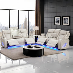 Hephaestus Modern Style Upholstery Recliner 2PC Livingroom Set Made with Wood & Massage Function Included-Beige