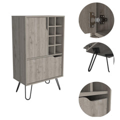EDEN Bar Single Door Cabinet, Eight Built-in Wine Rack, Four Legs, Light Gray