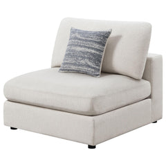 Exhibition Beige Upholstered Armless Chair with Removable Cushions