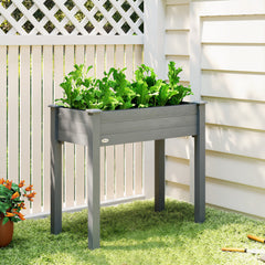 34" Raised Garden Bed, Elevated Wooden Planter Box with Holes for Vegetables, Herb, Flowers for Backyard, Dark Gray