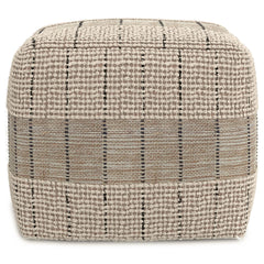 Pulsar 18 inch Wide Square Pouf in Natural and Grey Handwoven Jute and Cotton