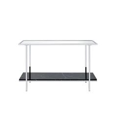 Zeus Mirrored Faux Marble & Chrome Console Table