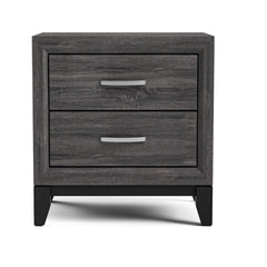 Aura Tone Design 1pc Nightstand Two Drawers Wooden Legs Gray Finish Bedroom Furniture