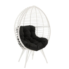 Vault Black Fabric & White Wicker Patio Lounge Chair
