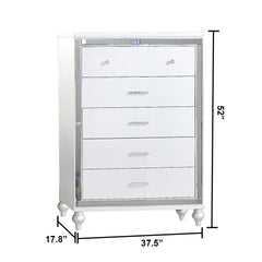 Utopia Mirror Framed 5-Drawer Chest Made With Wood in WHITE Color