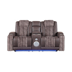 Epic Brown 2PC Power Reclining Sofa and Loveseat with Power Headrest, LED and more