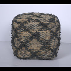 Crest Square Pouf, Charcoal
