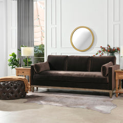Revelation 84" Modern Farmhouse Sofa, Deep Brown Performance Velvet