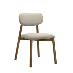 Mid-Century Modern Style 2pc Side Chair Upholstered Polyester Walnut And Beige Finish Dining Room
