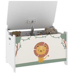 Toy Box with Lid, Safety Hinges and Groove Handles, Toy Storage Organizer for Kids, Living Room, Playroom, Green