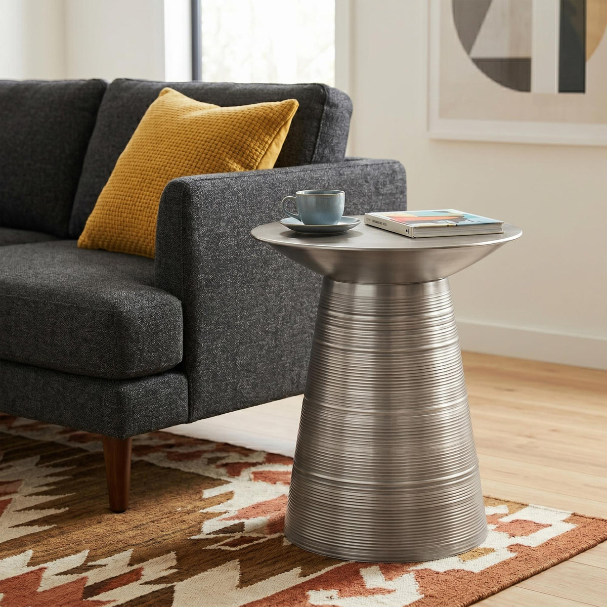 Menelaus 18 inch Wide Metal Accent Table in Antique Silver