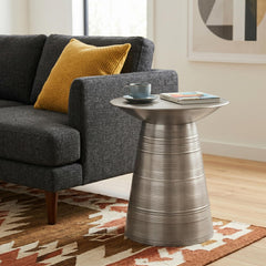 Menelaus 18 inch Wide Metal Accent Table in Antique Silver
