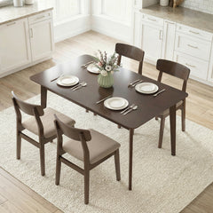 47.2" Rectangle Dining Table for 4, Mid-Century Modern Kitchen Table with Rubber Wood Frame for Dining Room, Mahogany