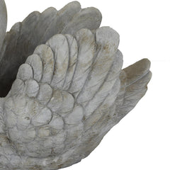 Ode Planter with Swan Sculpted Details, Gray Terracotta 10 Inch