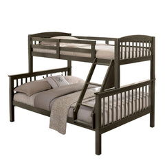 Quasar Twin Full Bed With Slat Design And Angled Ladder, Gray