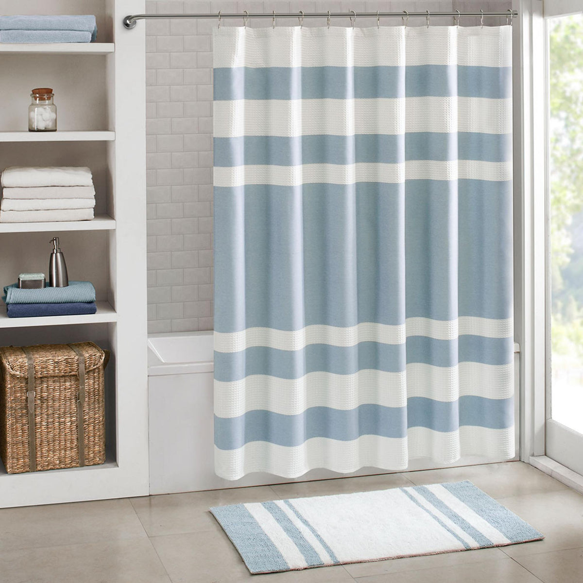 Polyxena Curtain with 3M Treatment Blue 72x72"