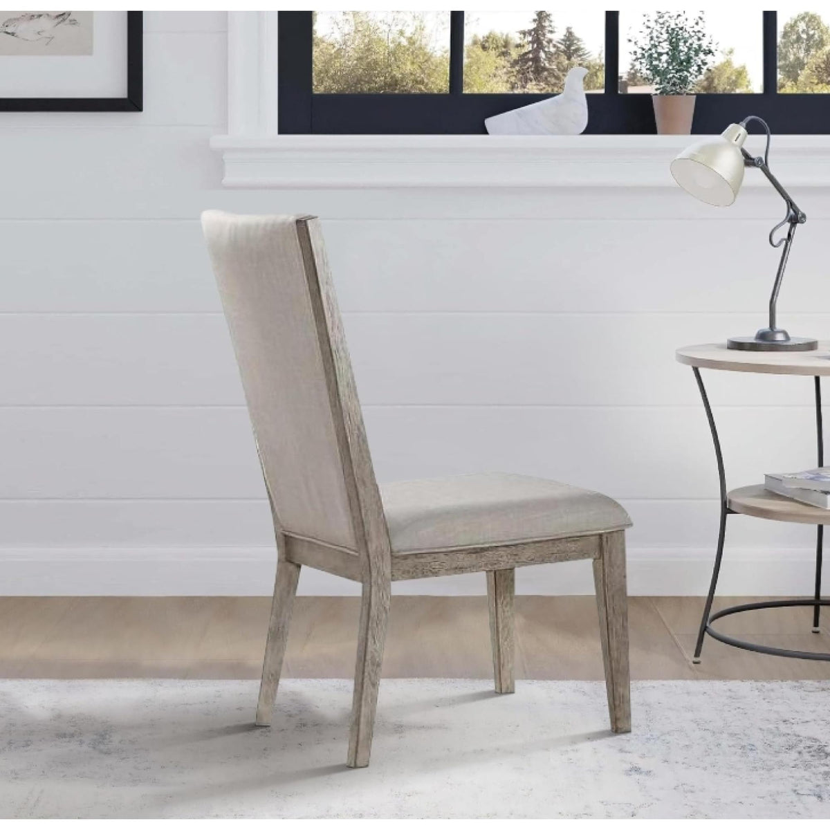 Paris Fabric & Gray Oak Finish Side Chair (Set of 2)