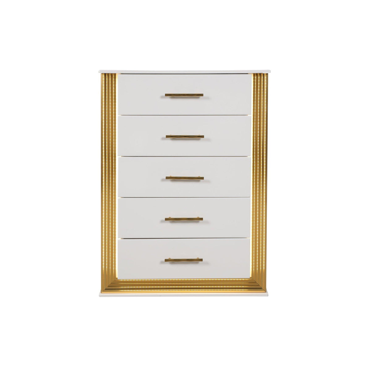 Epimetheus Contemporary Style 5-Drawer Chest Made with Wood & Gold Finish