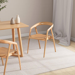 Melody 21" Scandinavian Sculpted Oak Wood Dining Chair, Warm Natural Brown Oak Wood