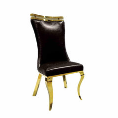 Glam Style 2pc Side Chair Black Finish Gold Legs Tiger Printed Upholstered Seat Dining Room