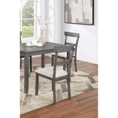 Classic Stylish Gray Natural Finish 5pc Dining Set Kitchen Dinette Wooden Top Table and Chairs Cushions Seats Ladder Back Chair Dining Room