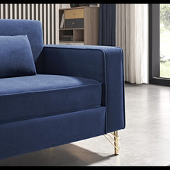 Hades 85.8" Velvet Sofas for Living Room, 3 Seater Couch with Classic Modern Appeal and Luxurious Soft Comfort, Easy to Maintain, Blue