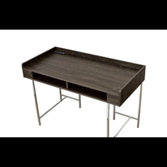 Modern Contemporary USB Supported Computer Desk With Drawer Space Providing Storage, Wood And Steel Construction