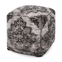 Priam Square Pouf, Black and Beige