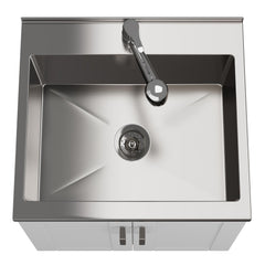 Poem - 24" Laundry Cabinet with Faucet and Stainless Steel Sink - White