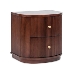 Chronos 24" 2-Drawer Storage Side Table, Dark Walnut Beech Wood