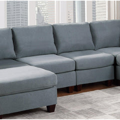 Living Room Furniture Armless Chair Grey Linen Like Fabric 1pc Cushion Armless Chair Wooden Legs