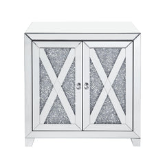 Infinity Mirrored & Faux Diamonds Console Cabinet