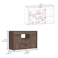 Theseus Sideboard, Two Drawers, Double Door Cabinets -Dark Walnut