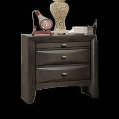 Gray Simple Contemporary 1pc Nightstand Solid wood Bedside Table Knob Pulls 2-Drawers Bedside Table