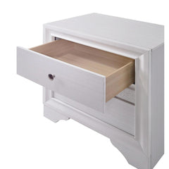 Contemporary White 1pc Nightstand Nickle round Knob Handles English Dovetails Hidden Drawer Bedside Table