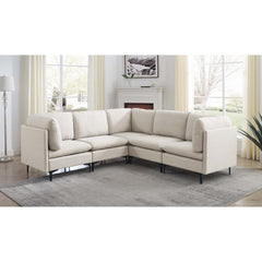 Linen Upholstered Modular Sectional with Metal Legs