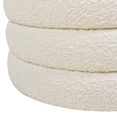 Tale 19" Oversized Round Storage Ottoman, Ivory White Boucle